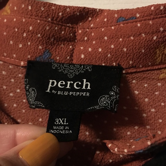 Perch by Blu Pepper Tie Short Sleeve Blouse 3XL - Picture 4 of 8